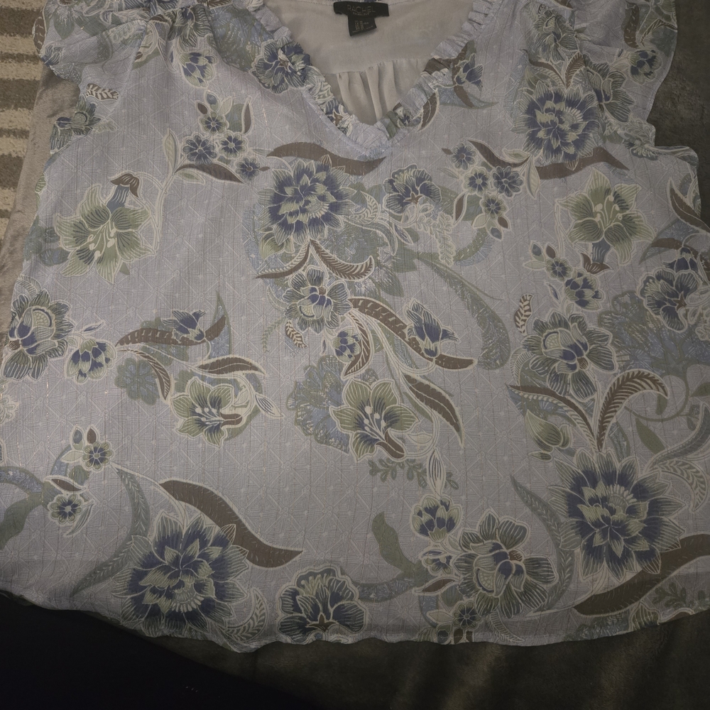 Rachel Blue and Green Patterned Top